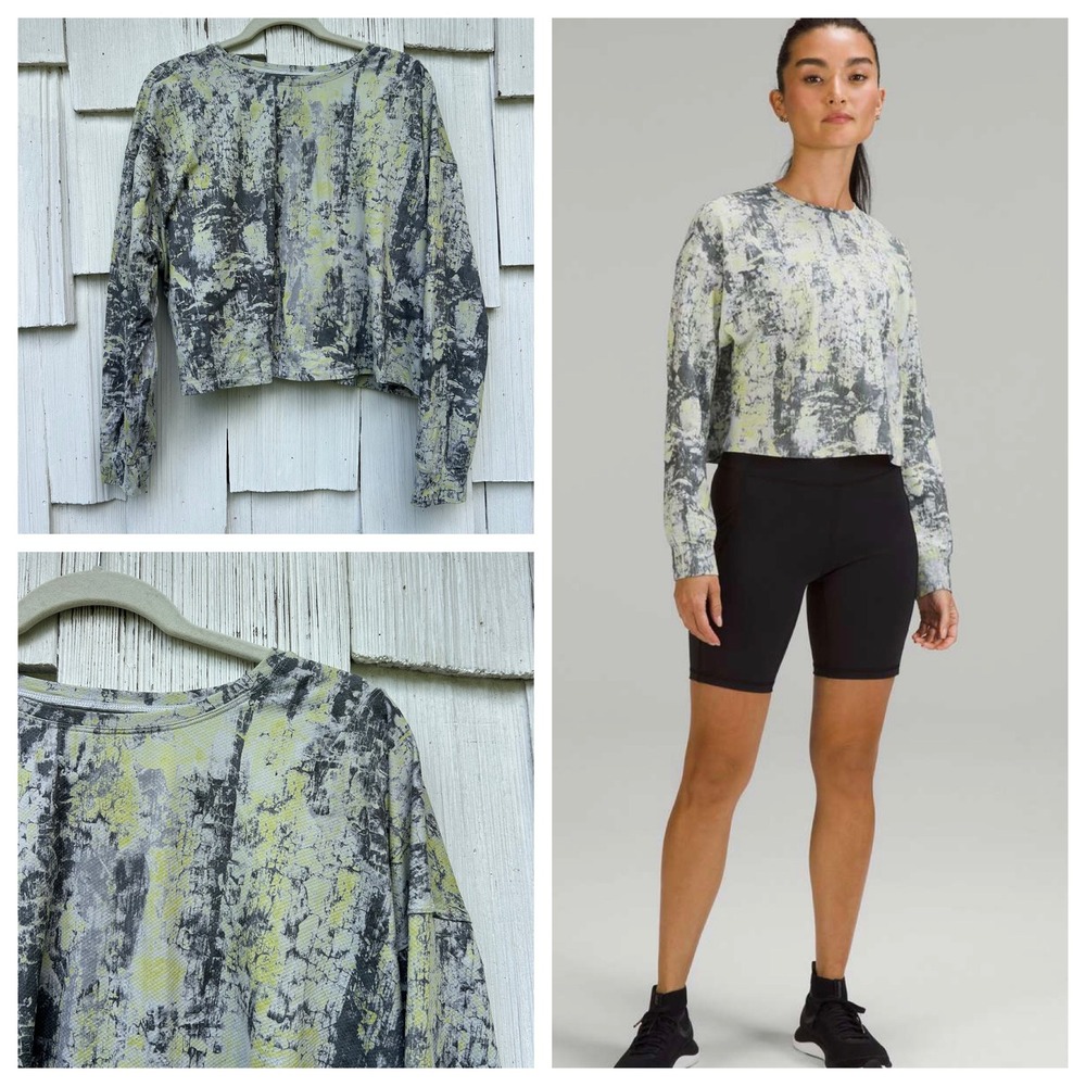Lululemon Abrasion-Resistant Training Long Sleeve Shirt Cinder Grain Multi Sz 16